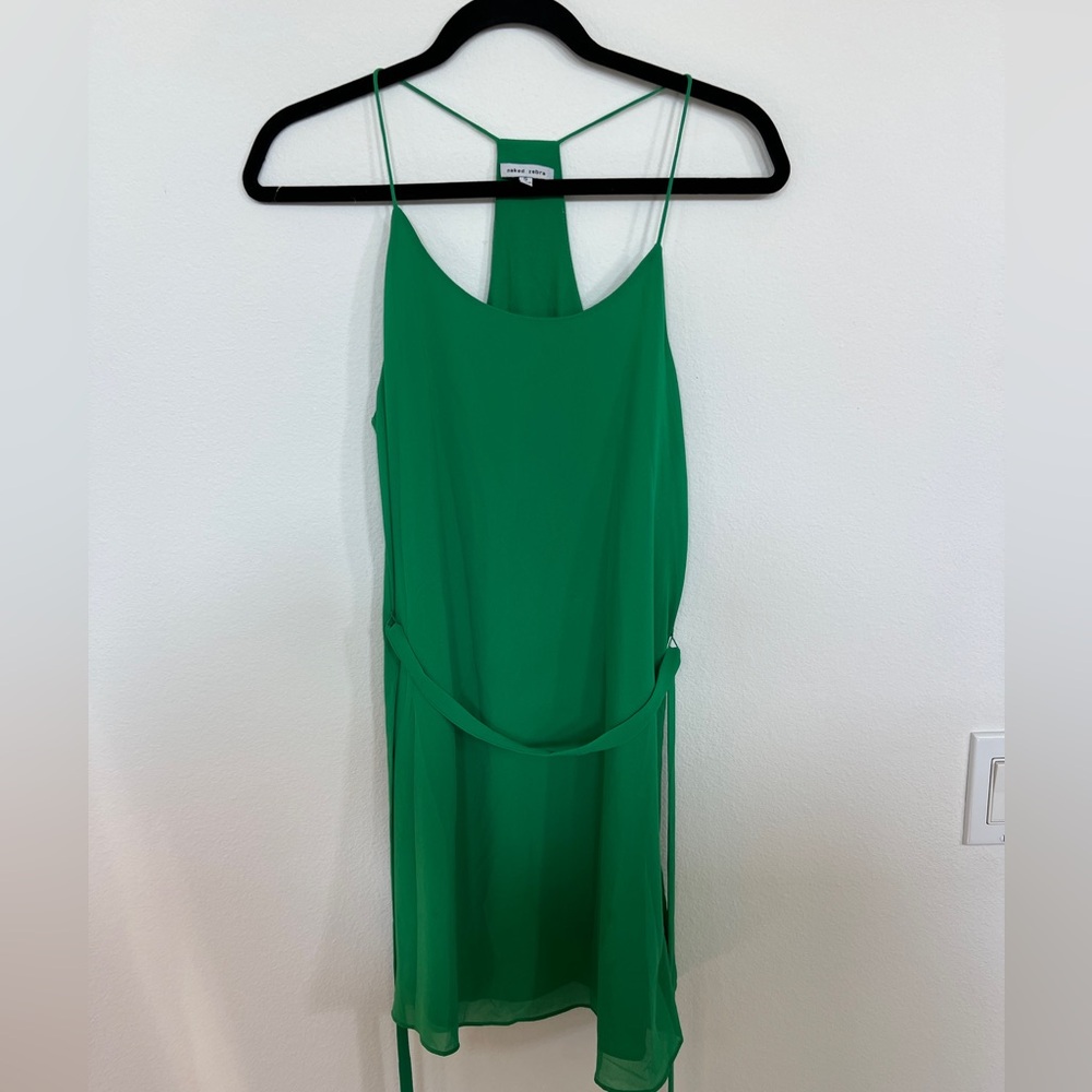 Naked Zebra Green Dress with Front Tie size small